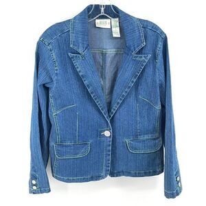Bill Blass vintage VTG denim blazer suit coat jacket medium EUC M notched lapel